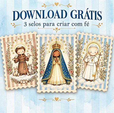 Arquivo Kit Digital Selos Santinhos - NS Aparecida, São Francisco e São João Paulo II 