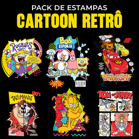 Arquivo Sublimação Pack de Estampas Cartoon Retrô