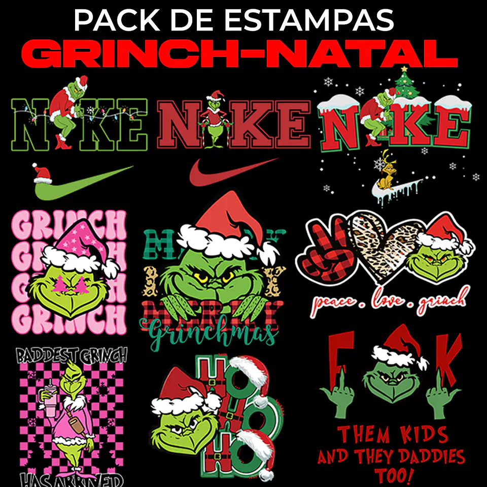 Arquivo Sublimação Pack de estampas Grinch  1