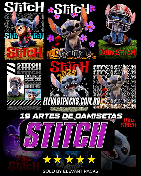 Arquivo Sublimação Pack de estampas Stitch 