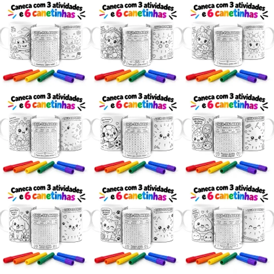 Arquivo Sublimação Canecas Colorir - Dia das Crianças  1