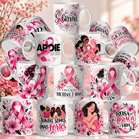 Arquivo Sublimação Canecas Outubro Rosa