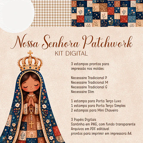 Arquivo Kit Digital Santinha Patchwork