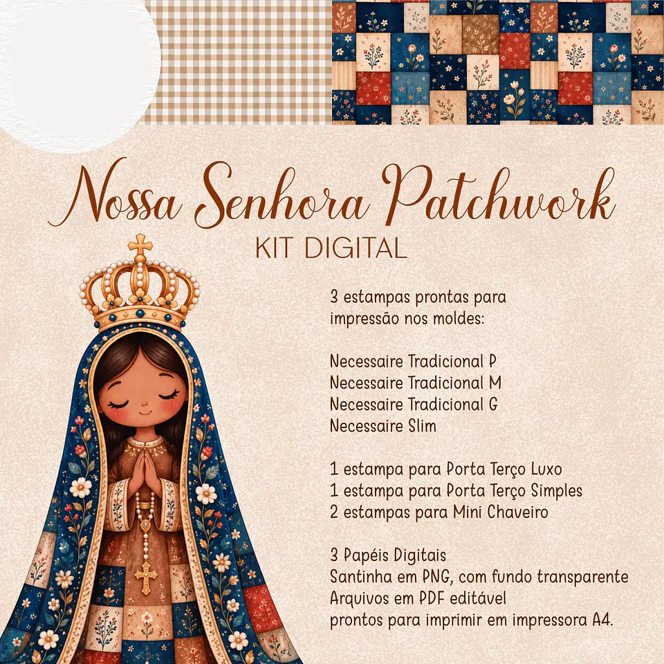 Arquivo Kit Digital Santinha Patchwork 1