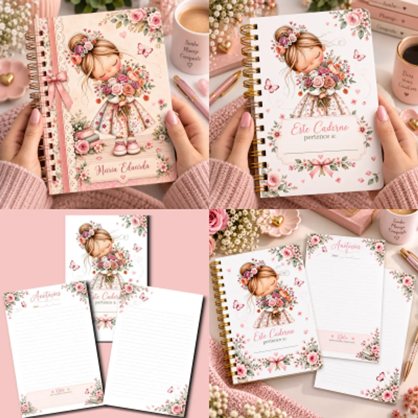 Arquivo Encadernação Encanto em Flor - Caderno de Anotações  1