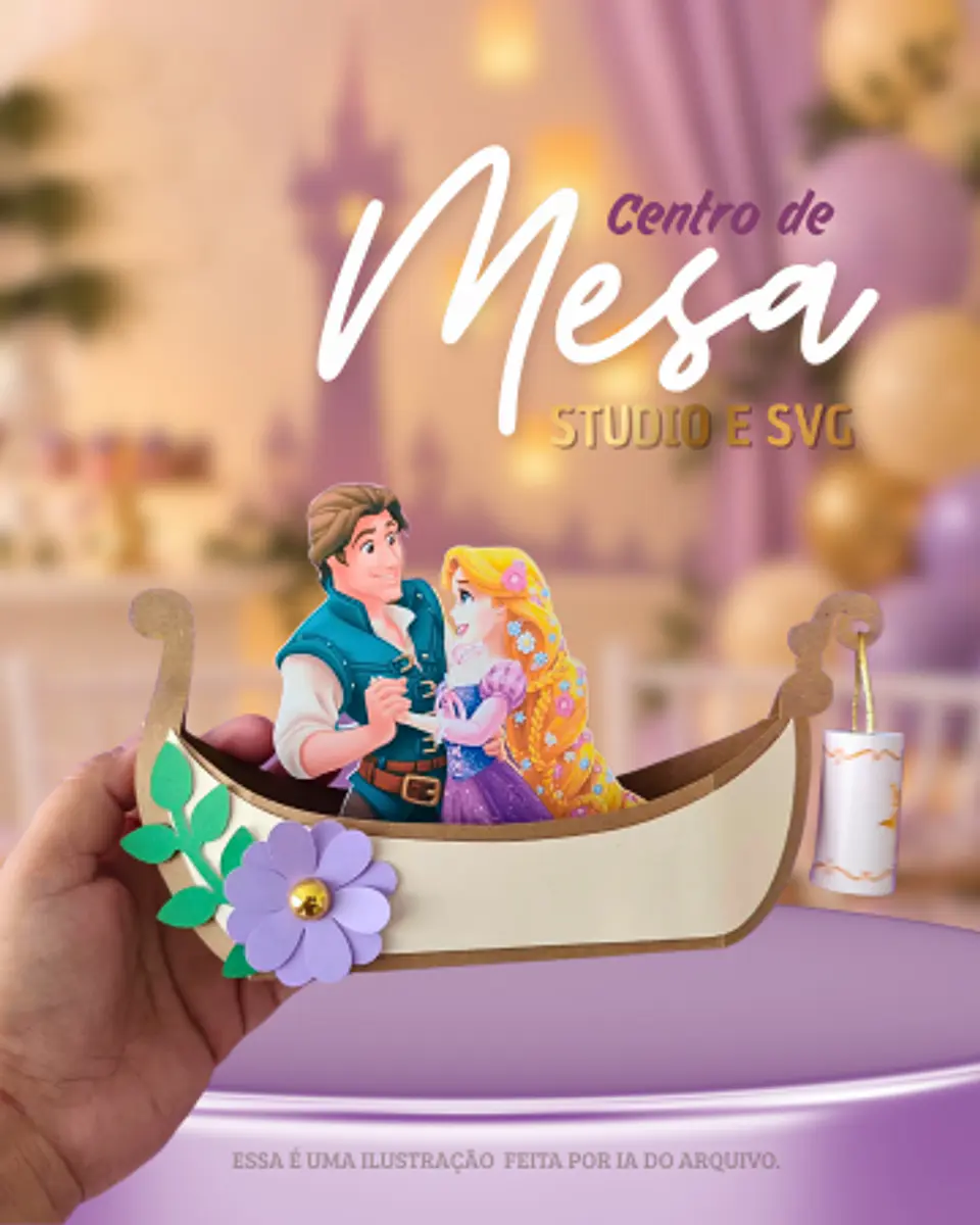 Arquivo de Corte Centro de Mesa Barco Rapunzel  1