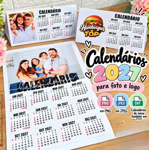 Arquivo de Corte Calendário 2027 - Para Fotos e Logo 
