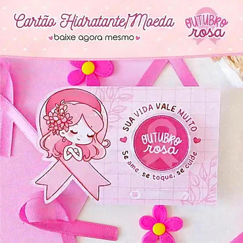 Arquivo Outubro Rosa Card Potinho de Hidratante ou Card Moedinha