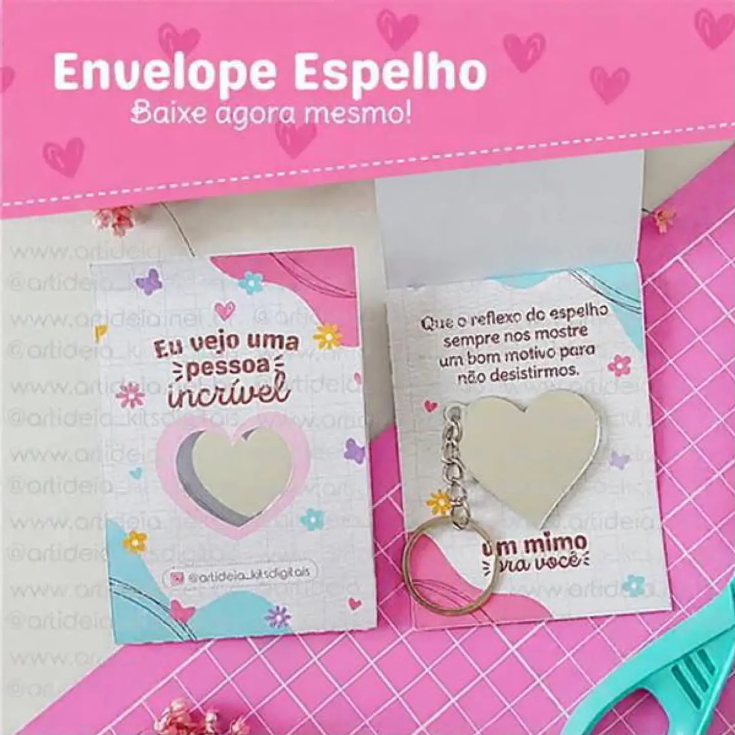 Arquivo de Corte Envelope Espelho Coração 1