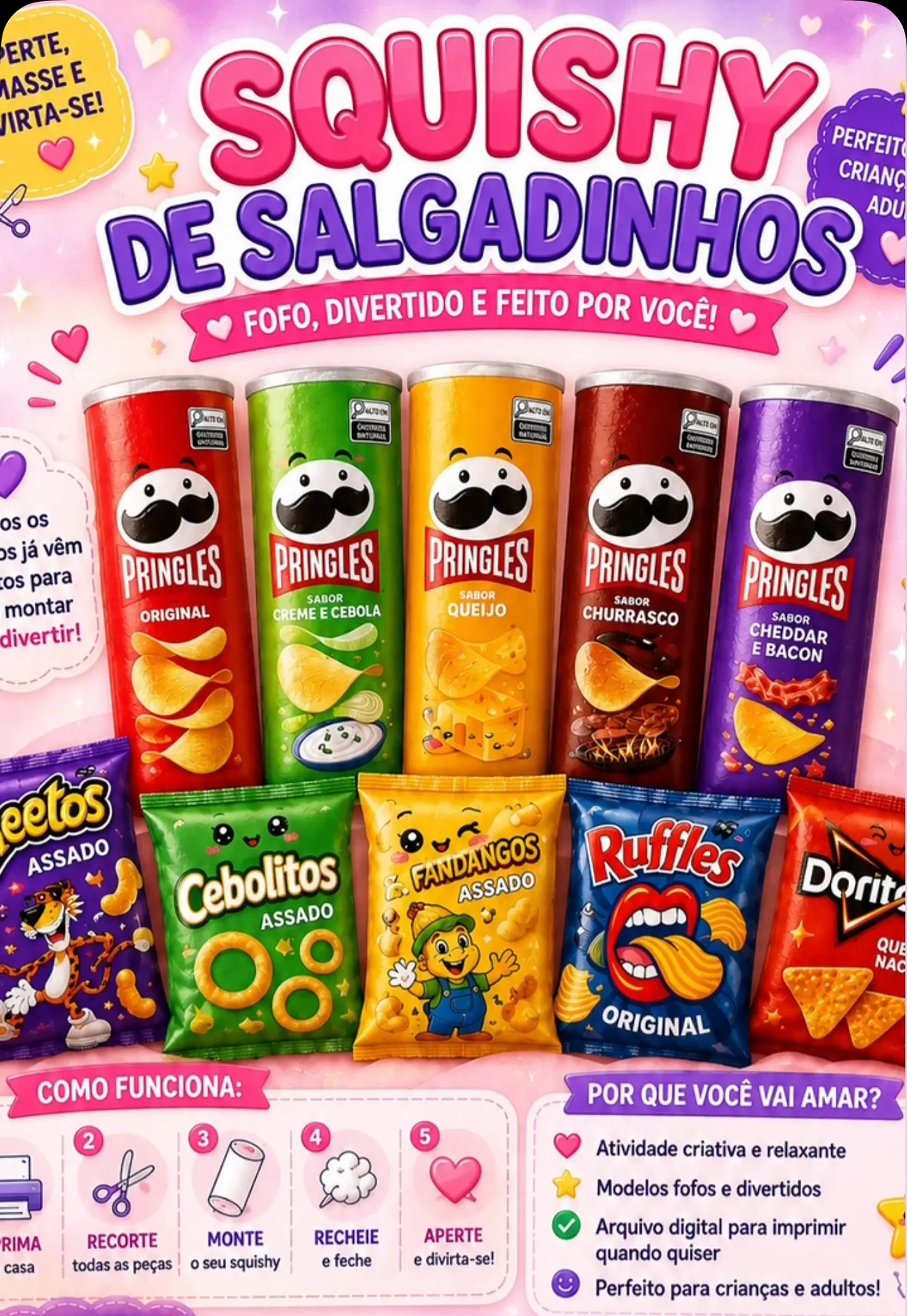 Arquivo de Corte  Moldes Coleção Salgadinhos Squishys  1
