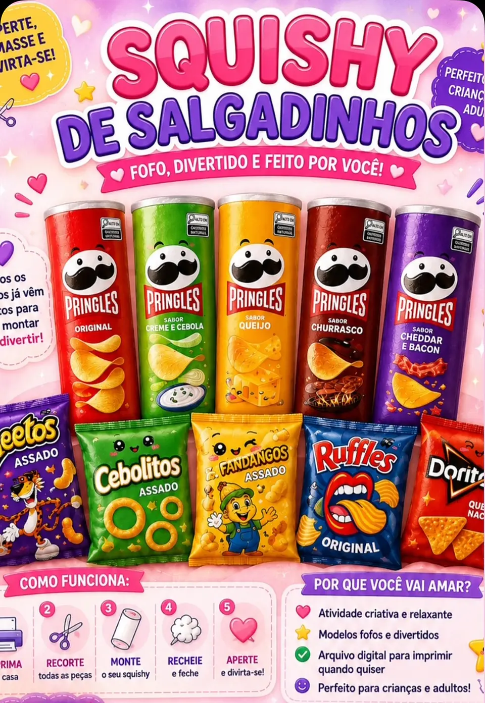 Arquivo de Corte  Moldes Coleção Salgadinhos Squishys  1