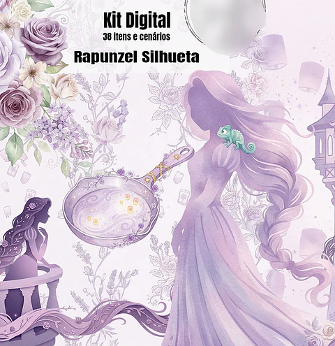 Arquivo Kit Digital Rapunzel Silhueta 