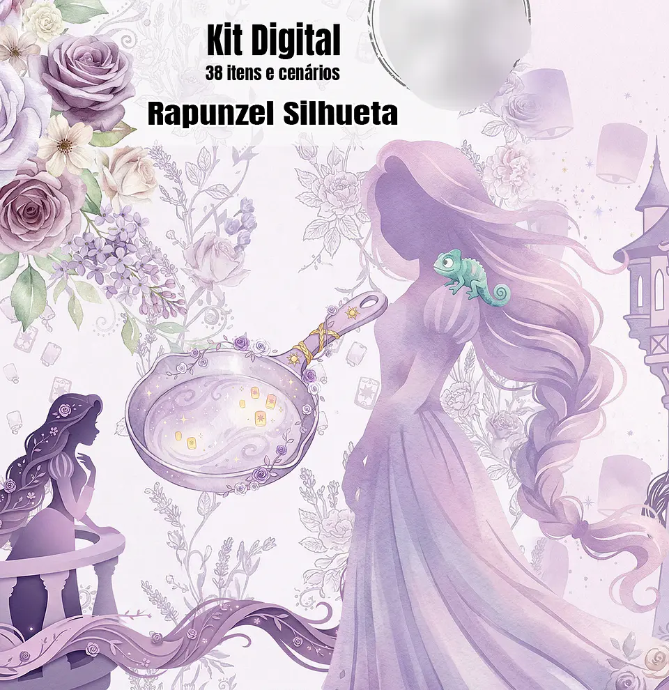 Arquivo Kit Digital Rapunzel Silhueta  1