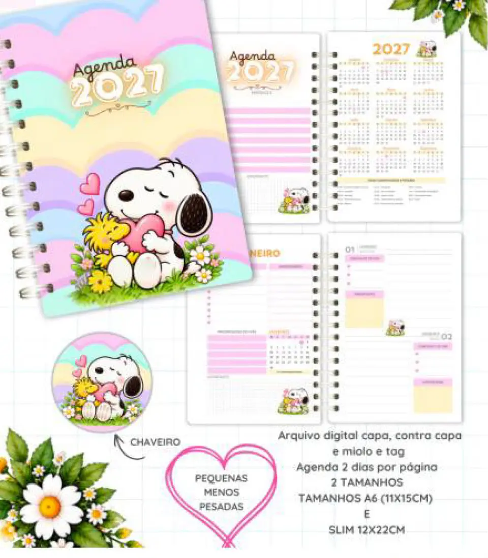 Arquivo Encadernação Agenda Snoopy A6 e Slim 1