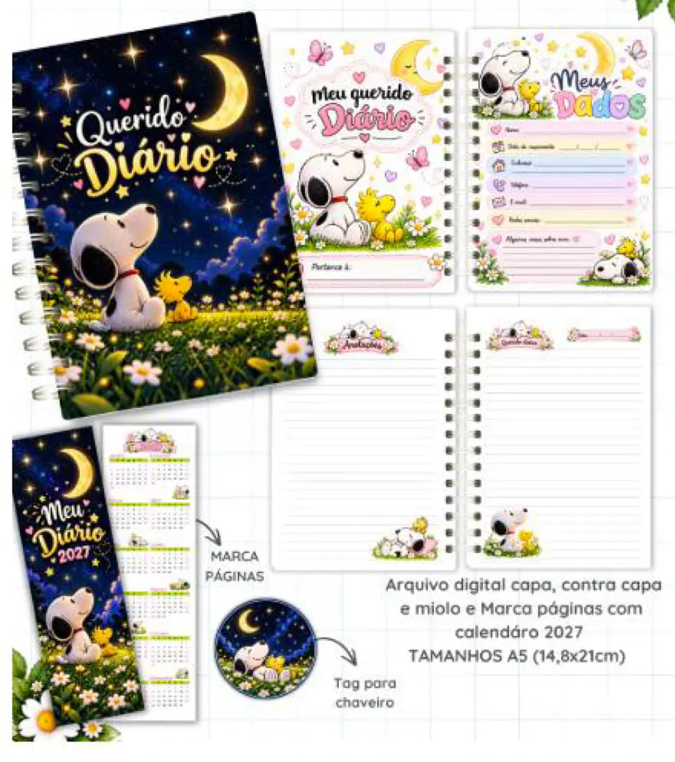 Arquivo Encadernação Meu Diário Snoopy 2027  1
