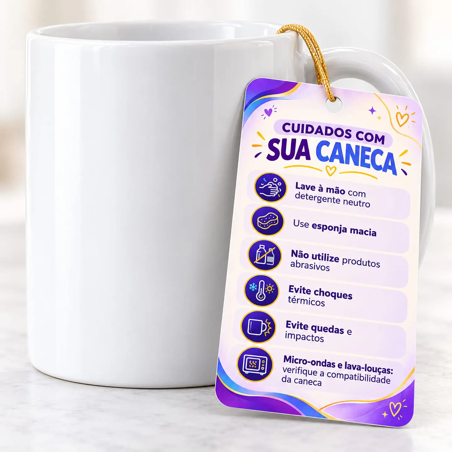 Arquivo Sublimação Tag Cuidados com a Caneca  1