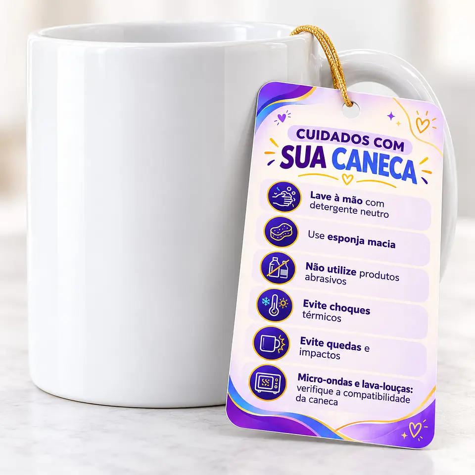 Arquivo Sublimação Tag Cuidados com a Caneca  1