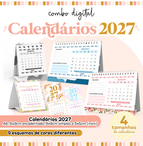 Arquivo Encadernação Combo Digital Calendários 2027