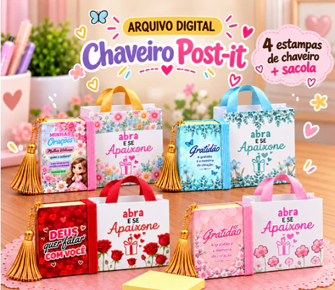 Arquivo de Corte Post-it 4 estampas