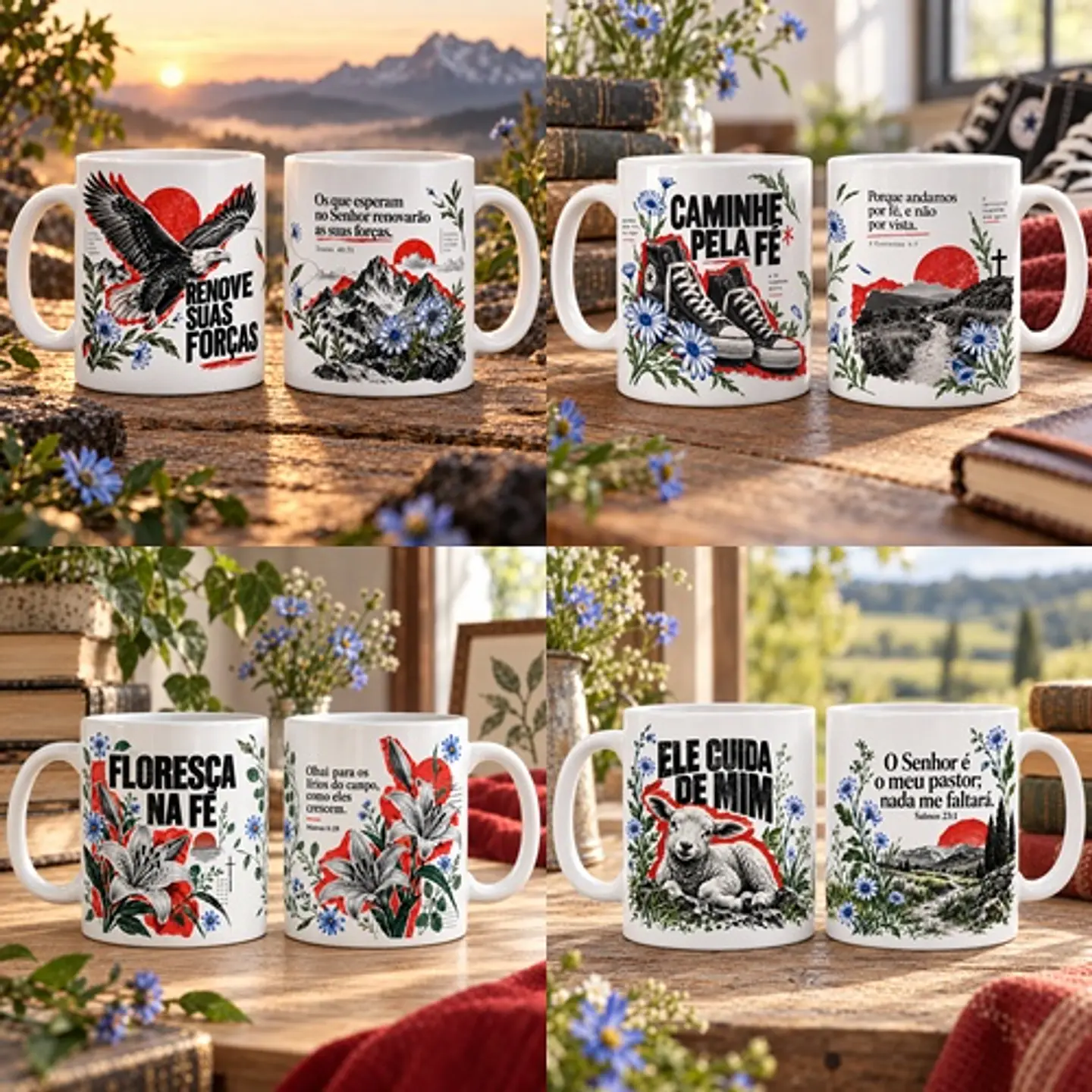 Arquivo Sublimação Caneca Coleção Floresça na Fé 1