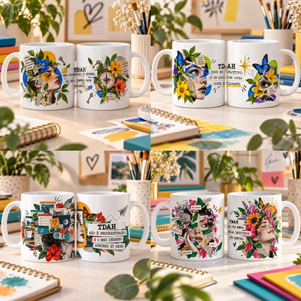 Arquivo Sublimação Caneca Coleção TDAH - Caos Criativo 1