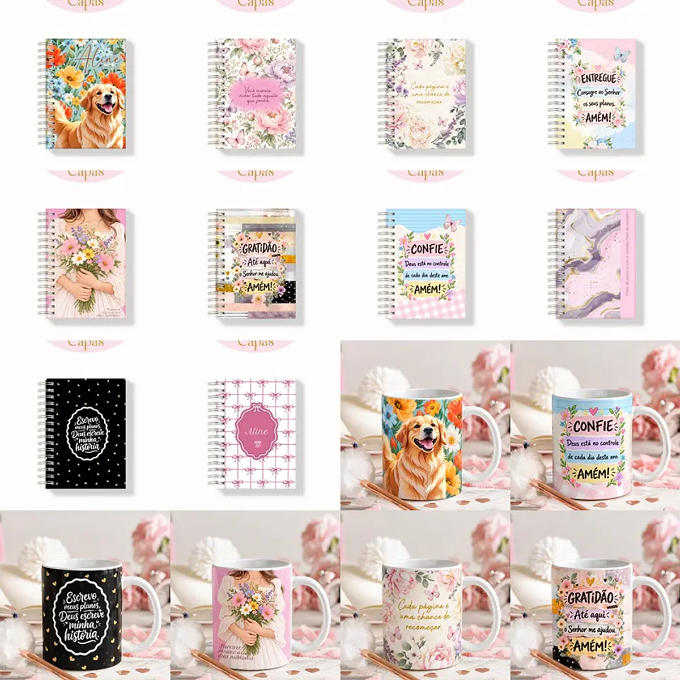 Arquivo Encadernação Pack 10 Capas Rosa feminino 1