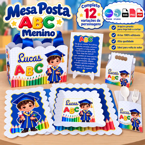 Arquivo Escolar Mesa Posta Completa Abc Menino