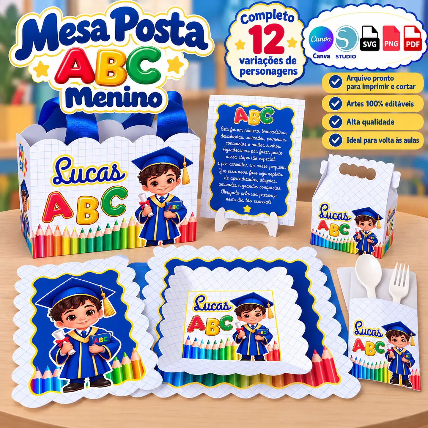 Arquivo Escolar Mesa Posta Completa Abc Menino 1