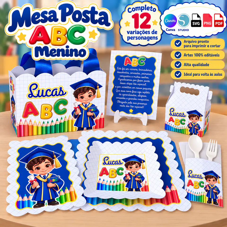 Arquivo Escolar Mesa Posta Completa Abc Menino 1