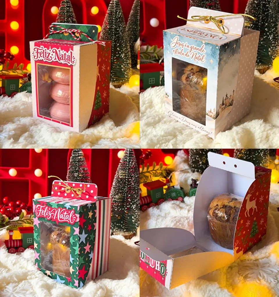 Arquivo Natal Caixa Vitrine Mini Panetone 8x8x11,5 1