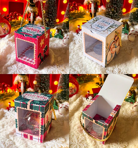 Arquivo Natal Caixinha Box 1 Esfera 7,5x7,5x10