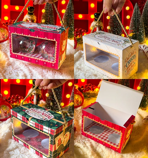 Arquivo Natal Caixinha Box 2 Esferas 15,5x7,7x10