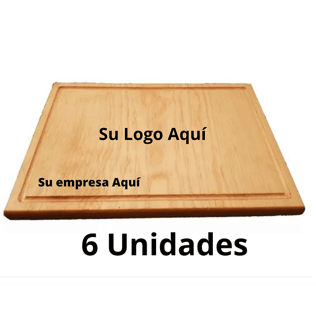 Pack 6 platos madera 40 x 23 centímetros con logo cliente