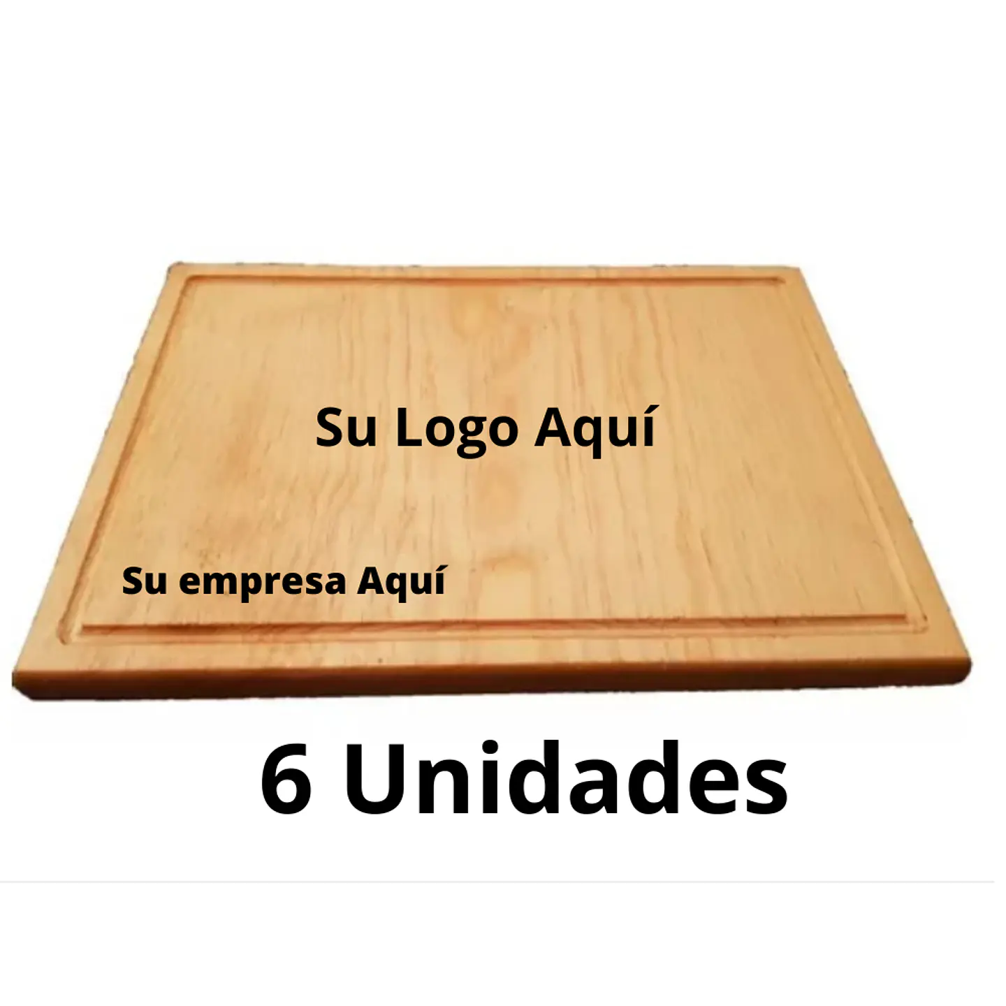 Pack 6 platos madera 40 x 23 centímetros con logo cliente 1