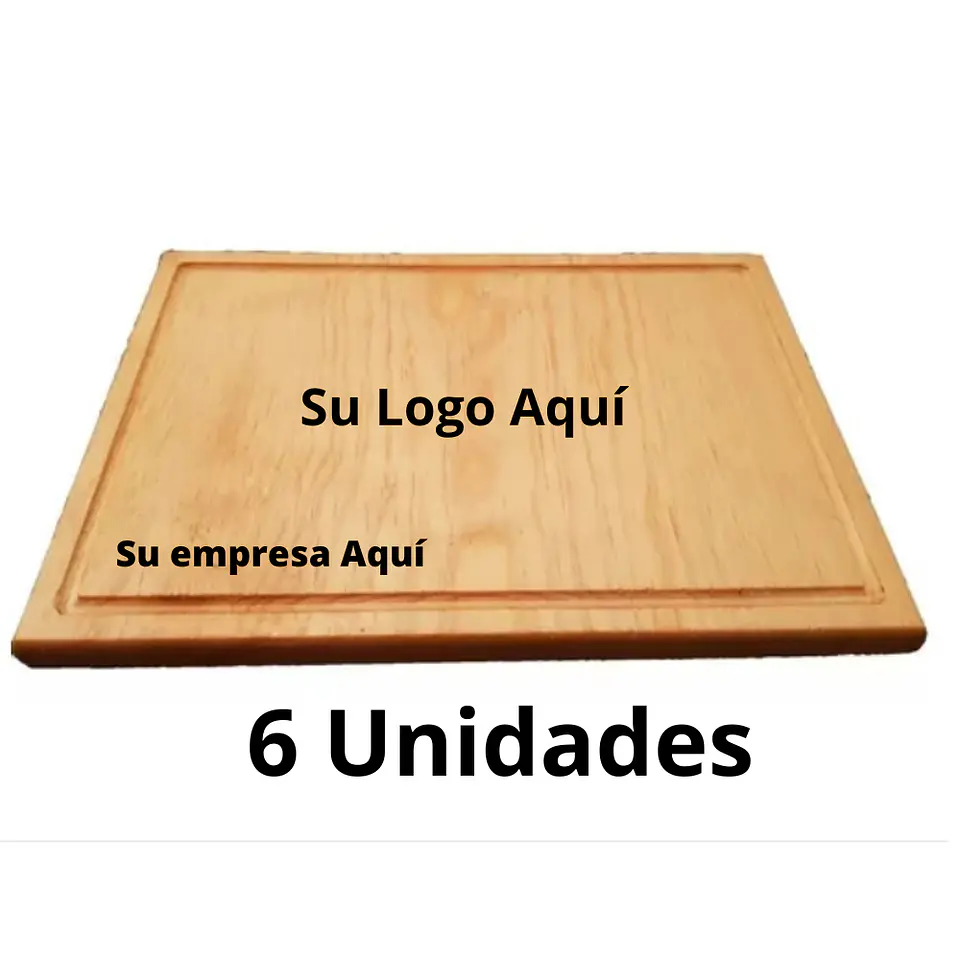 Pack 6 platos madera 40 x 23 centímetros con logo cliente 1