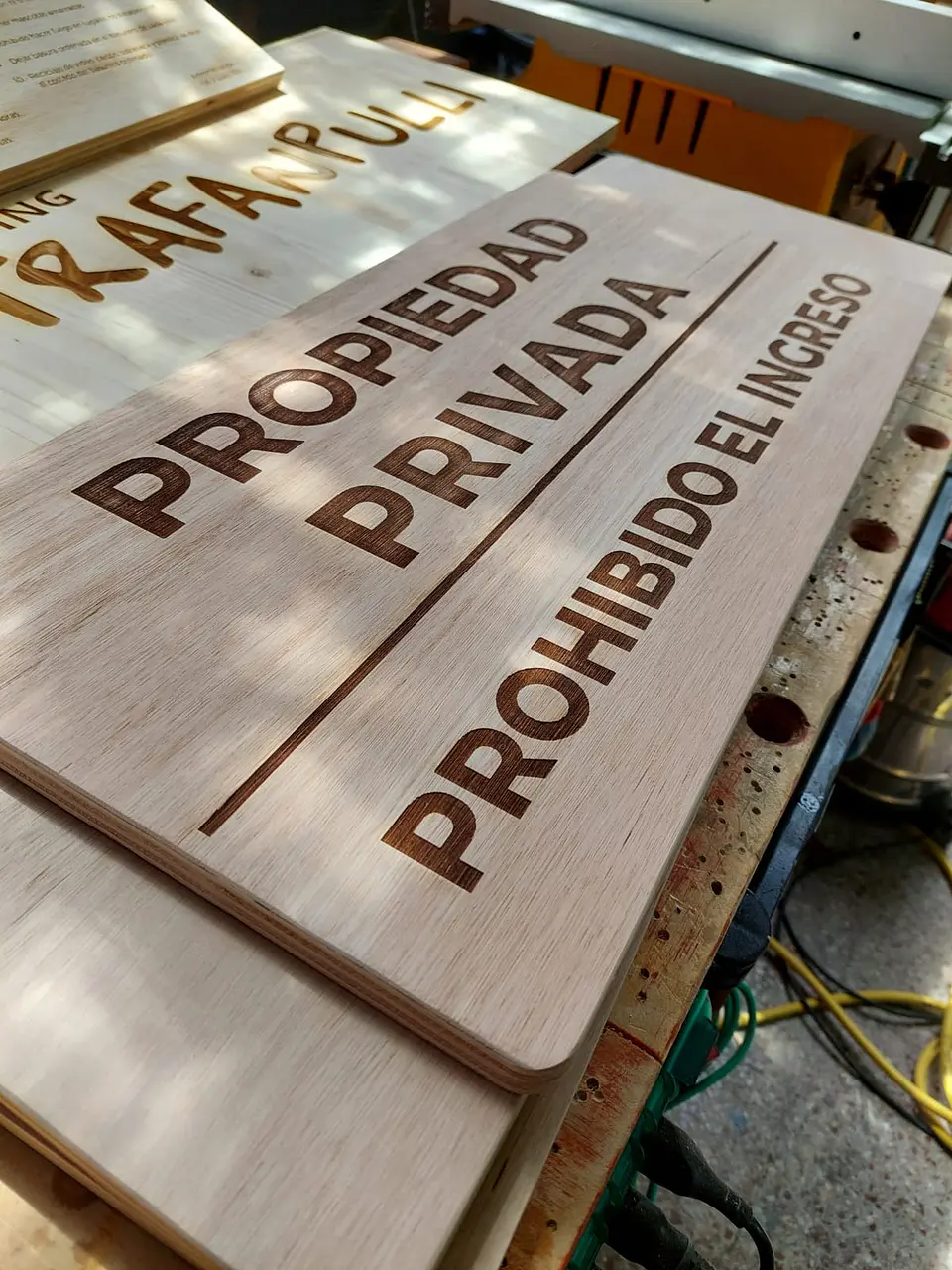 LETRERO MADERA TERCIADO PROPIEDAD PRIVADA - 60 X 30 CM RESISTENTE INTERPERIE 3