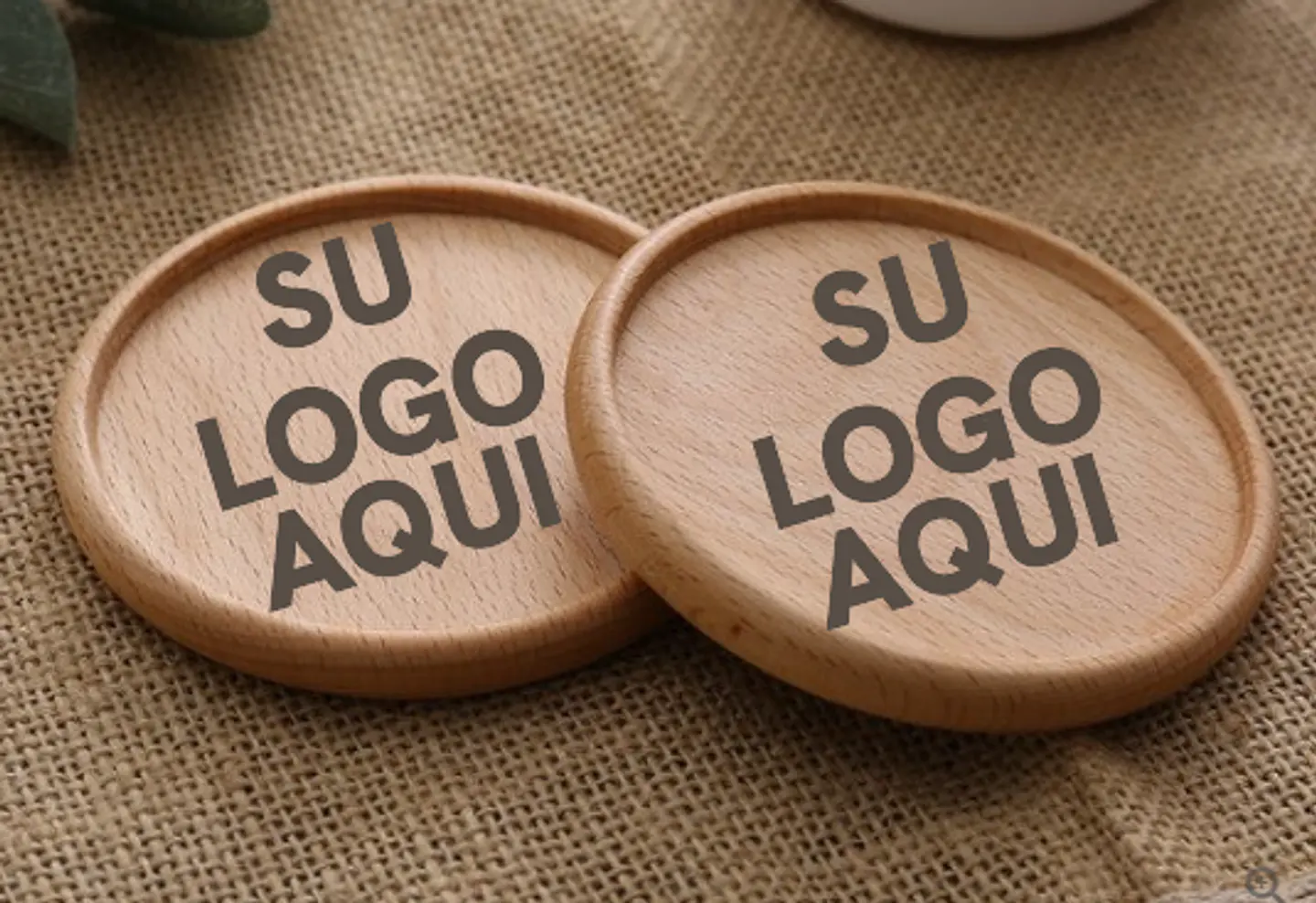 POSAVASOS MADERA GRABADOS LASER LOGO DEL  CLIENTE SET 6 UNIDADES 3