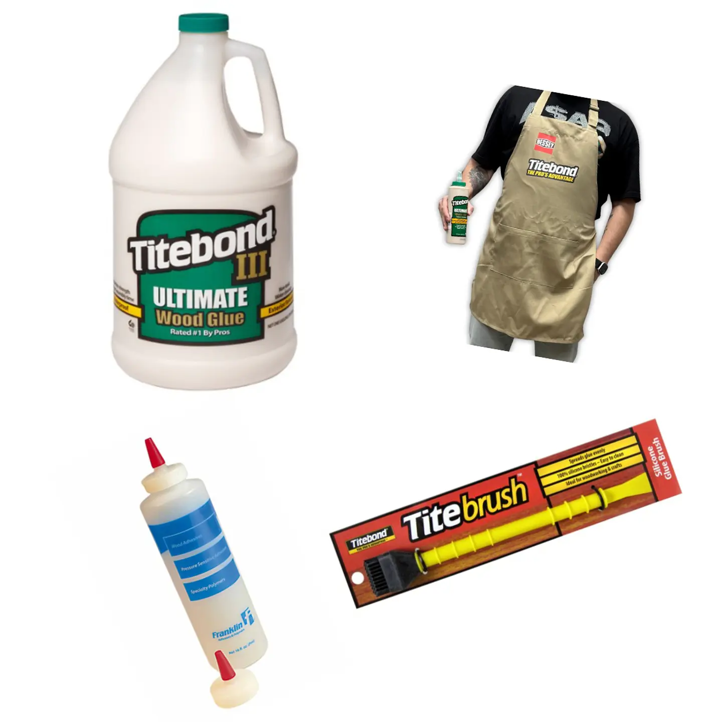TITEBOND 3 PACK GALON 4,2 KG + TITEBRUSH + DISPENSADOR- INCLUYE DELANTAL CARPINTERO 1