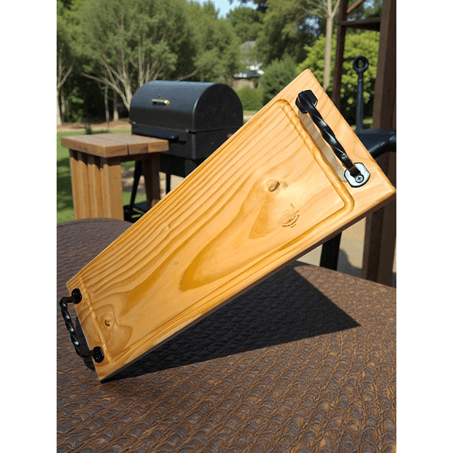 Tabla Asados Pino Oregón 60 cm largo x 23 cm ancho, curada , tratada grado alimenticio