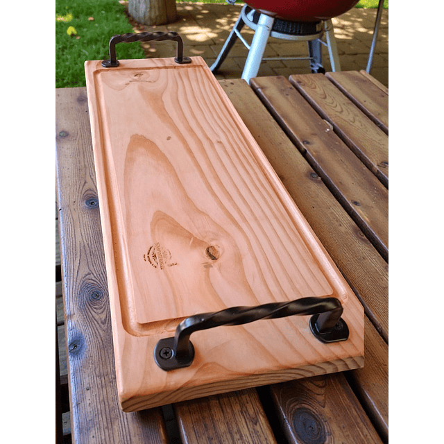 Tabla Asados Pino Oregón 60 cm largo x 23 cm ancho, curada , tratada grado alimenticio