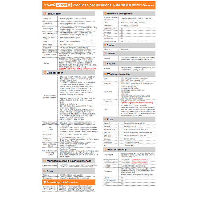 Tablet Intrínseco ATEX 10,1 Pulgadas. 4G IP 68 Rugged Estándar Militar