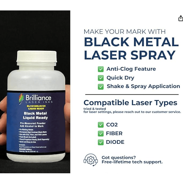 KIT POLVO GRABADO LASER CO2  BRILLIANCE- FIBRA - YAG - DIODO  POLVO CON PINCEL