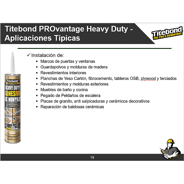 Adhesivo Montaje Titebond Provantage Heavy Duty 283g