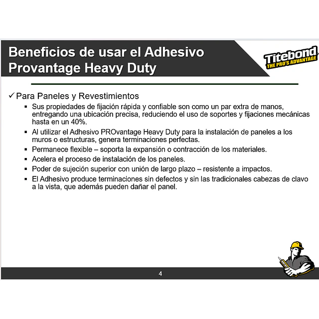Adhesivo Montaje Titebond Provantage Heavy Duty 283g