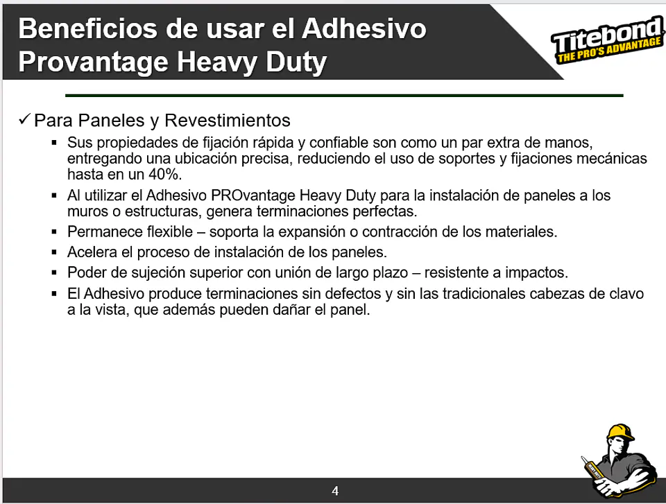 Adhesivo Montaje Titebond Provantage Heavy Duty 283g 8