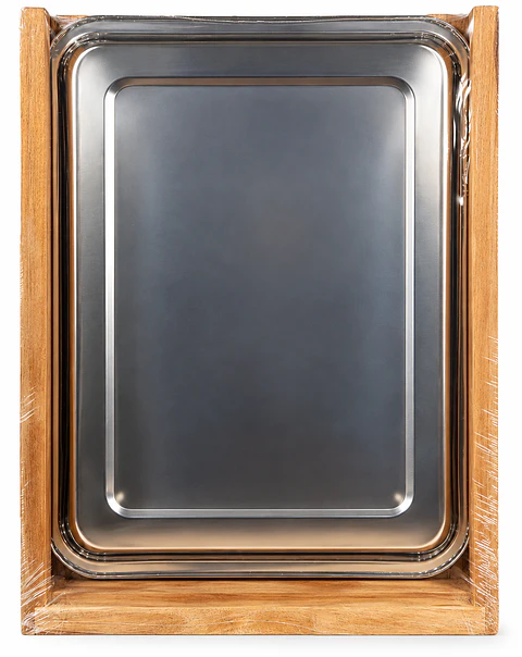 Tabla de Asado Acacia Con Bandeja Metálica 41,5 x 32 cm Personalizada grabada láser