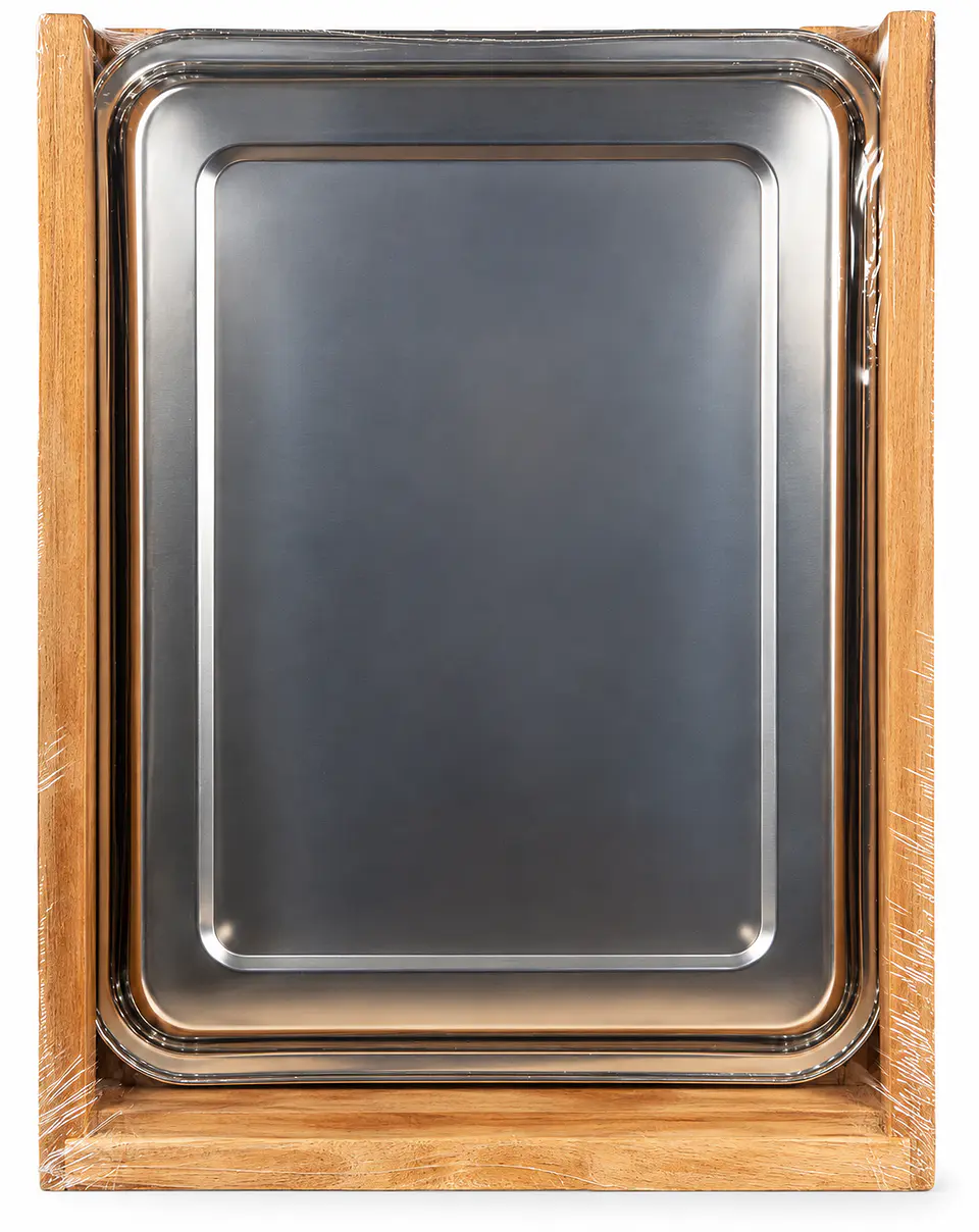 Tabla de Asado Acacia Con Bandeja Metálica 41,5 x 32 cm Personalizada grabada láser 2