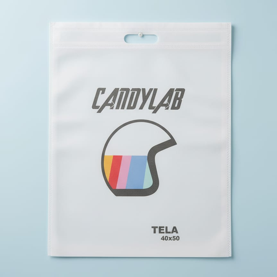 Bolsa TNT ( Tela No Tejida) “25X35” Troquel (3Kg. Máx.) Blanco Ecológica 2