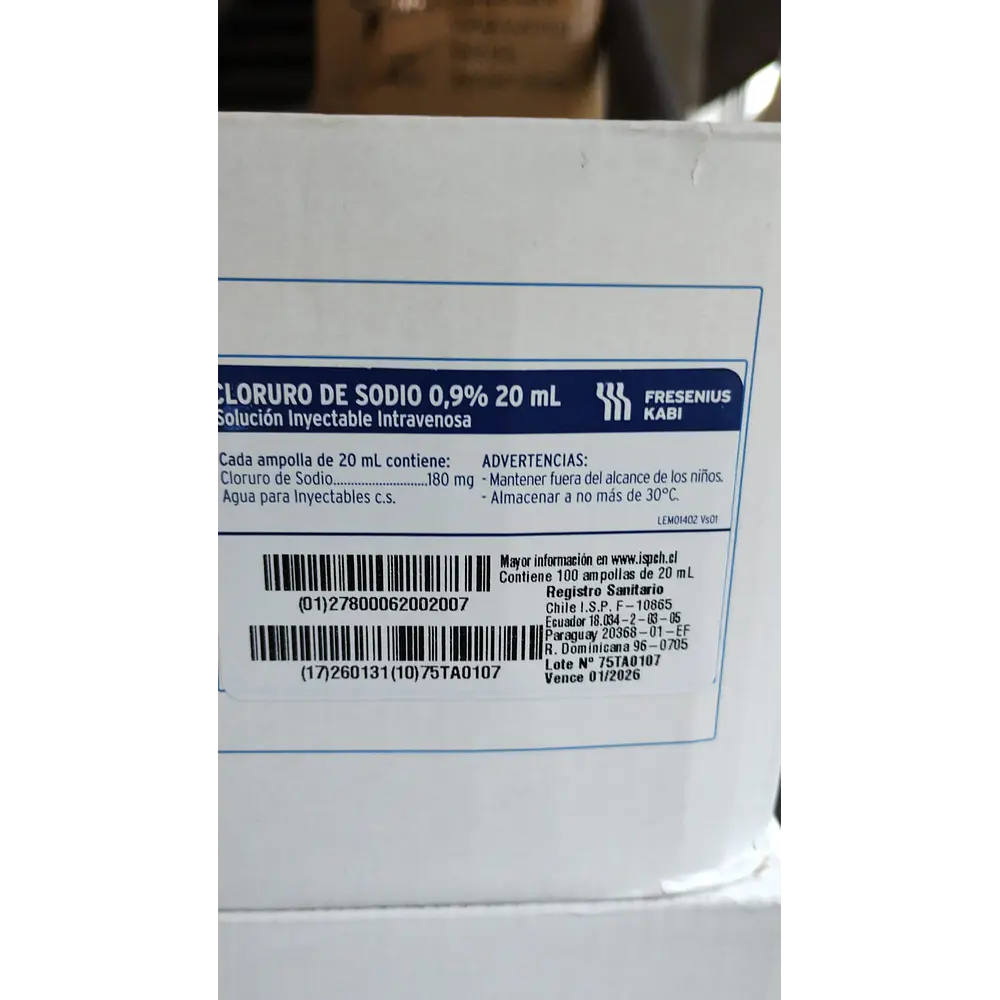 Cloruro de Sodio Suero fisiológico 0,9% ampolla 20ml Fresenius