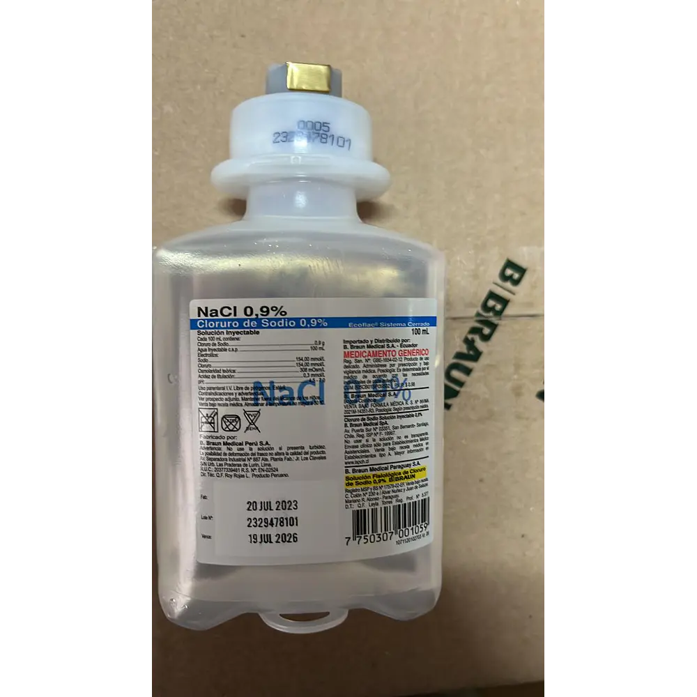 Cloruro de Sodio 0,9% frasco 100ml Braun